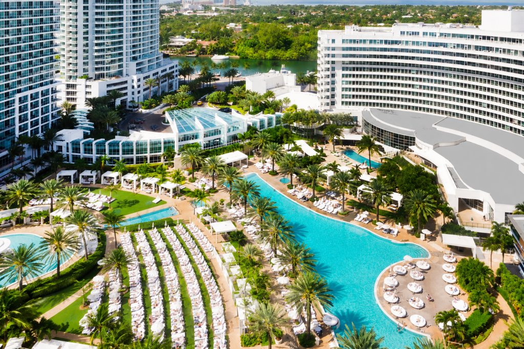 The iconic Fontainebleau sits right on the beach in Miami and offers a lot of historic cool and plenty of modern heat.
