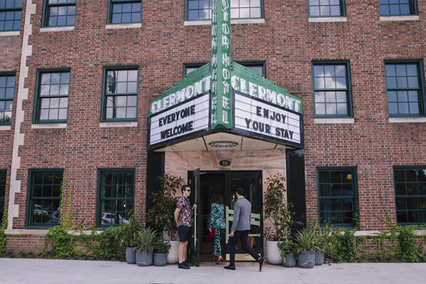 The hotel was originally built as high-end Bonaventure Arms Apartments, with substantial amenities for the time such as two elevators. In 1939, it reopened as the Hotel Clermont, catering to travelers on Ponce de Leon Avenue which was then a fancy thoroughfare.
